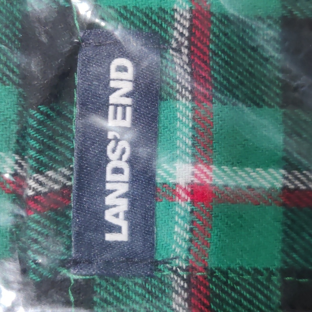 Lands' End Green And Red Checkered Flannel Dog Bandana- Size Medium - Picture 2 of 2
